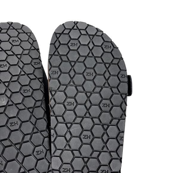 ZARA HOME Black Suede Leather Double Buckle Strap Slides Sandals Size 10 NWT - Picture 5 of 8